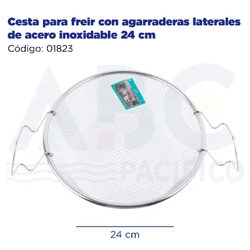 [01823] Cesta para freir con agarraderas laterales de acero inoxidable 24 cm