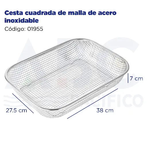 [01955] Cesta cuadrada de malla de acero inoxidable