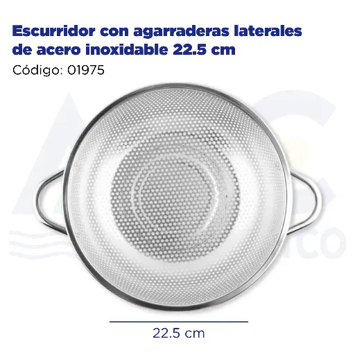 [01975] Escurridor con agarraderas laterales de acero inoxidable 22.5 cm