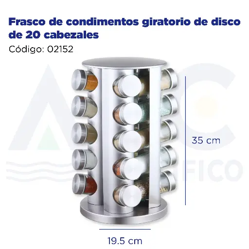[02152] Frasco de condimentos giratorio de disco de 20 cabezales