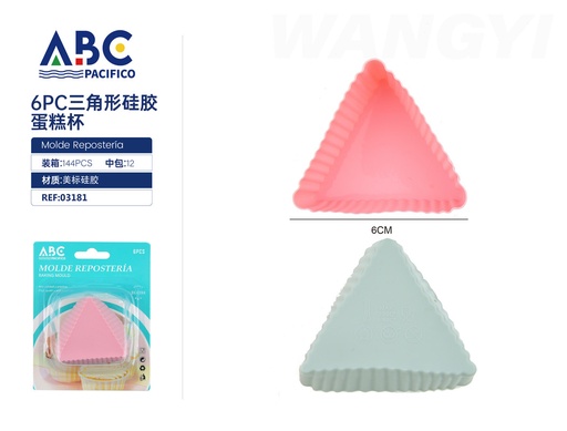 [03181] Molde triangular para pastel de silicon 6 cm 6 piezas