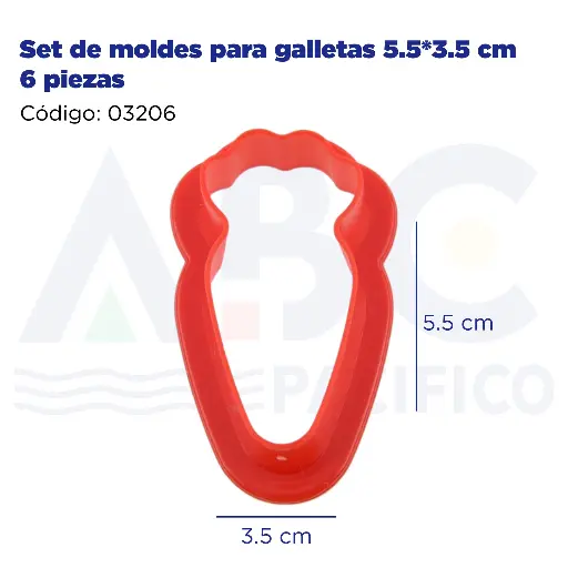 [03206] Set de moldes para galletas 5.5*3.5 cm 6 piezas