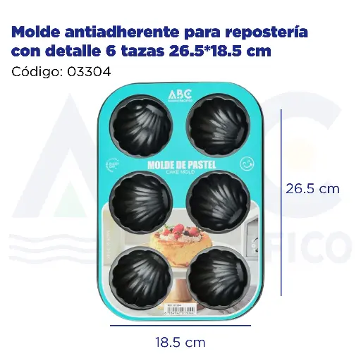 [03304] Molde antiadherente para repostería con detalle 6 tazas 26.5*18.5 cm