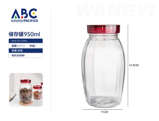 [03500] Frasco de vidrio con tapa para almacenamiento 950 ml