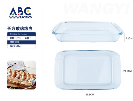 [03624] Bandeja de cristal para horno 2.5lt 35.8*21.5*5.2cm