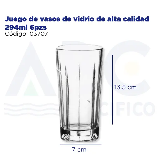 [03707] Juego de vasos de vidrio de alta calidad 294ml 6pzs