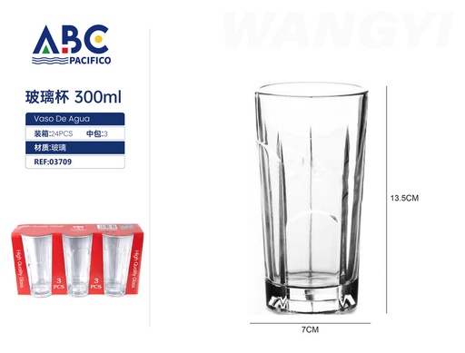 [03709] Juego de vasos de vidrio 3pzs 300ml