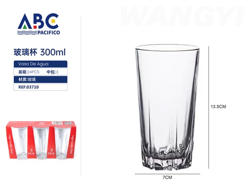 [03710] Juego de vasos de vidrio 3pzs 300ml
