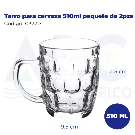 [03770] Tarro para cerveza 510ml paquete de 2pzs