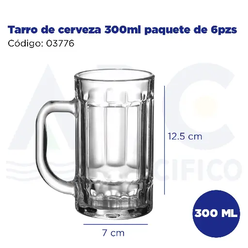 [03776] Tarro de cerveza 300ml paquete de 6pzs