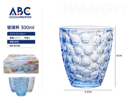 [03785] Vaso de vidrio de 300ml paquete de 6 piezas de colores
