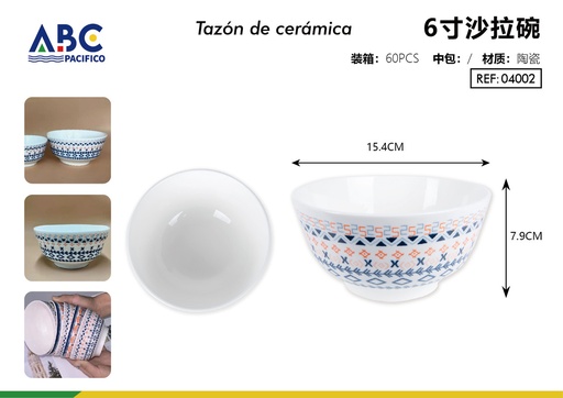 [04002] Tazón de cerámica 6"