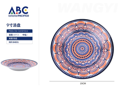 [04031] Plato de cerámica para sopa 9"