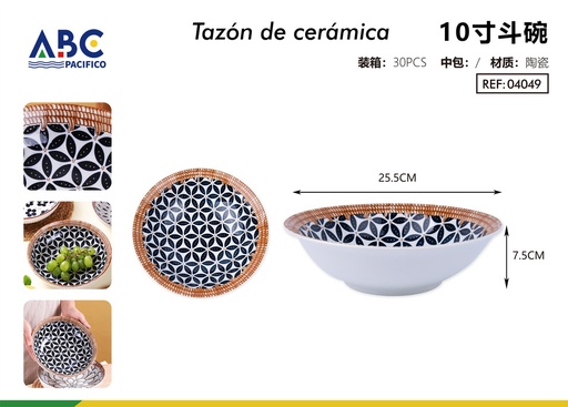 [04049] Tazón de cerámica diseño de flores 10"