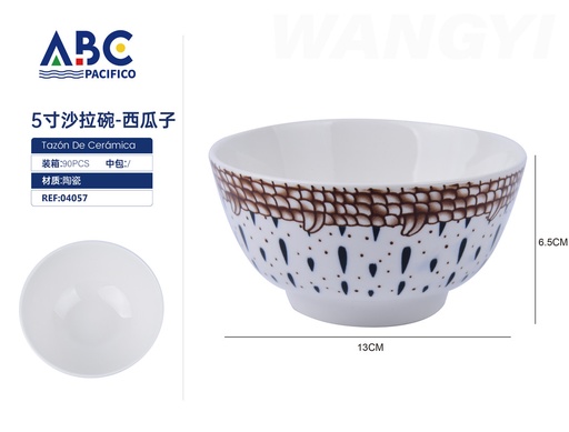 [04057] Cuenco de cerámica con gotas de agua 5"