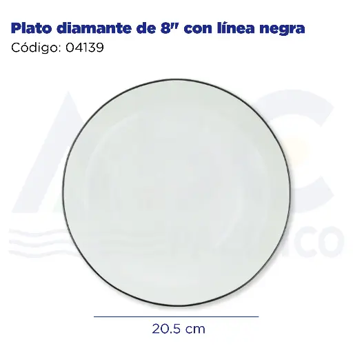 [04139] Plato diamante de 8" con línea negra