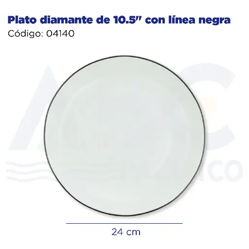 [04140] Plato diamante de 10.5" con línea negra
