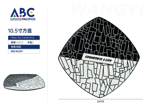 [04197] Plato plano cuadrado - vida geométrica 24cm