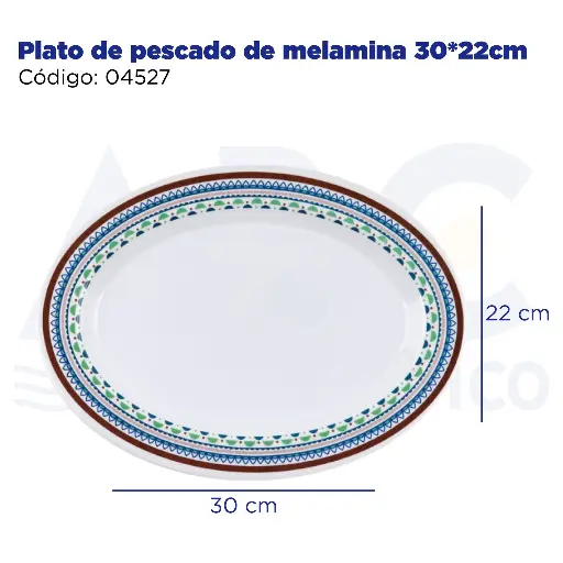 [04527] Plato de pescado de melamina 30*22cm