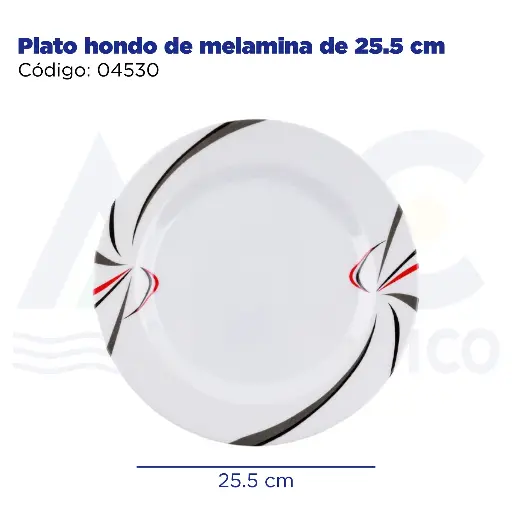 [04530] Plato hondo de melamina de 25.5 cm