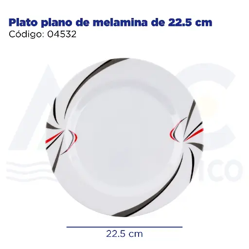 [04532] Plato plano de melamina de 22.5 cm