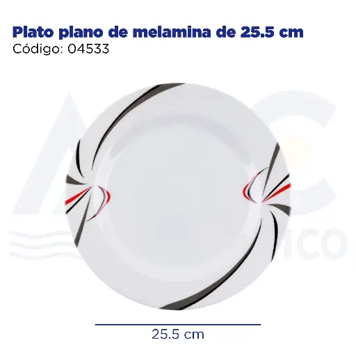 [04533] Plato plano de melamina de 25.5 cm