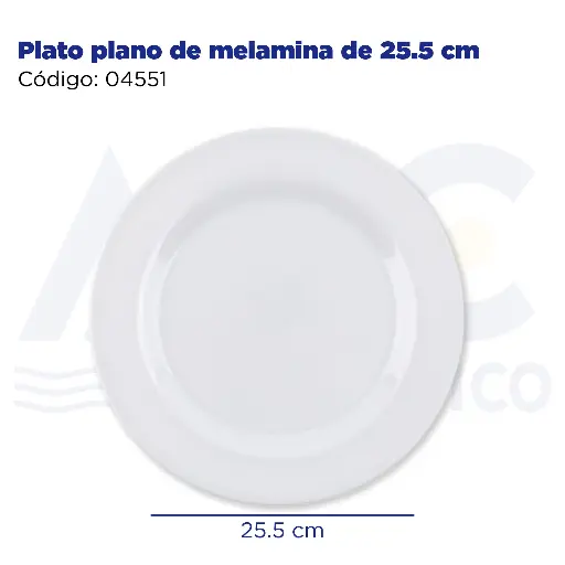 [04551] Plato plano de melamina de 25.5 cm