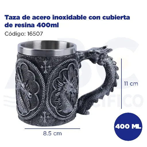 [16507] Taza de acero inoxidable con cubierta de resina 400ml