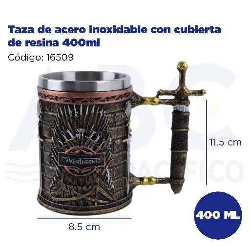 [16509] Taza de acero inoxidable con cubierta de resina 400ml