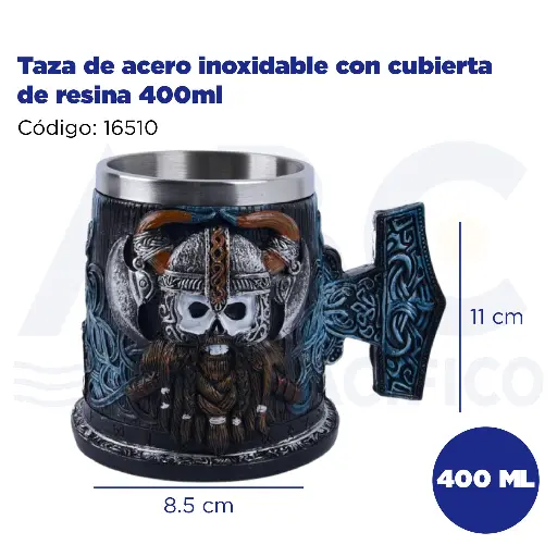 [16510] Taza de acero inoxidable con cubierta de resina 400ml