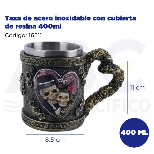 [16511] Taza de acero inoxidable con cubierta de resina 400ml