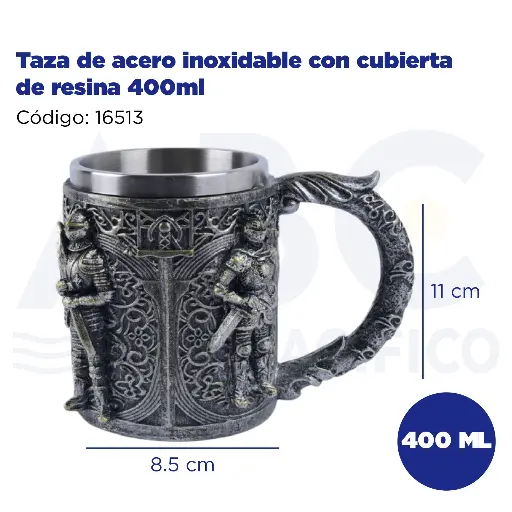 [16513] Taza de acero inoxidable con cubierta de resina 400ml
