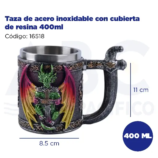 [16518] Taza de acero inoxidable con cubierta de resina 400ml