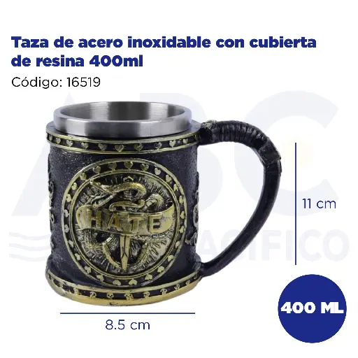 [16519] Taza de acero inoxidable con cubierta de resina 400ml