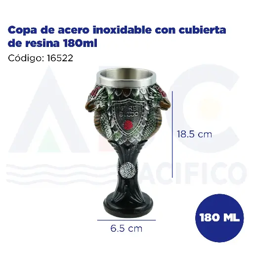 [16522] Copa de acero inoxidable con cubierta de resina 180ml