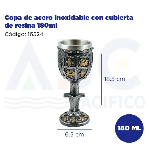 [16524] Copa de acero inoxidable con cubierta de resina 180ml