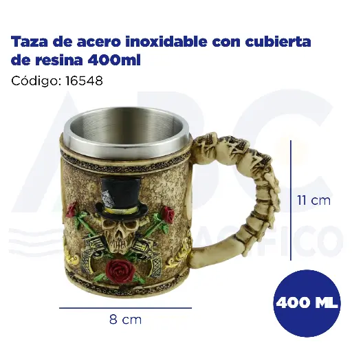 [16548] Taza de acero inoxidable con cubierta de resina 400ml
