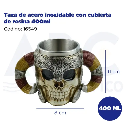 [16549] Taza de acero inoxidable con cubierta de resina 400ml
