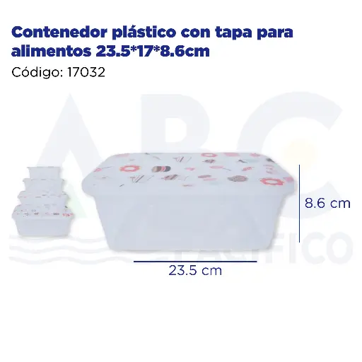 [17032] Contenedor plástico con tapa para alimentos 23.5*17*8.6cm