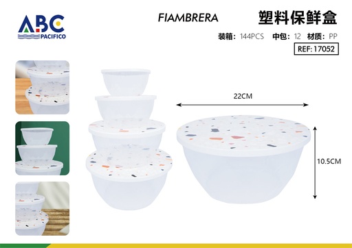 [17052] Fiambrera de plástico para conservar los alimentos 22cm