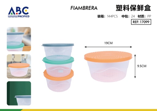 [17099] Contenedor de plástico fresh para alimentos con tapas de colores paquete de 24 pzs