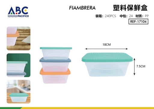 [17104] Contenedor de plástico fresh para alimentos con tapas de colores paquete de 24 pzs