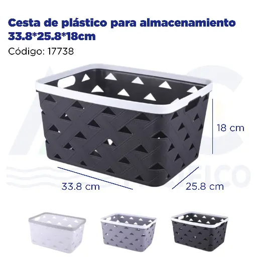 [17738] Cesta de plástico para almacenamiento 33.8*25.8*18cm