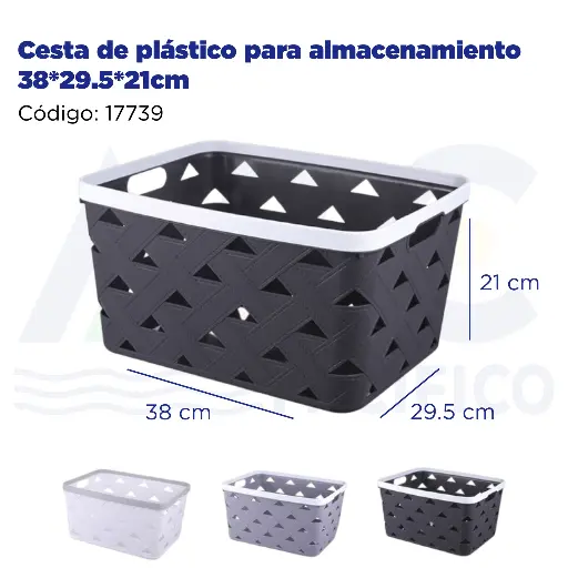 [17739] Cesta de plástico para almacenamiento 38*29.5*21cm