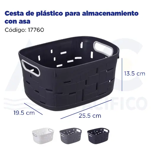 [17760] Cesta de plástico para almacenamiento con asa