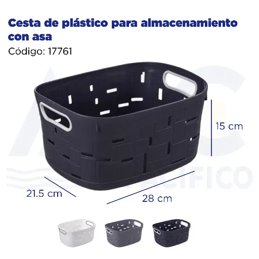 [17761] Cesta de plástico para almacenamiento con asa