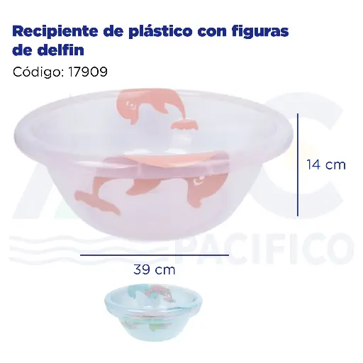[17909] Recipiente de plástico con figuras de delfin